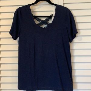 LOFT KNIT TOP WITH CRISS CROSS BACK DETAIL